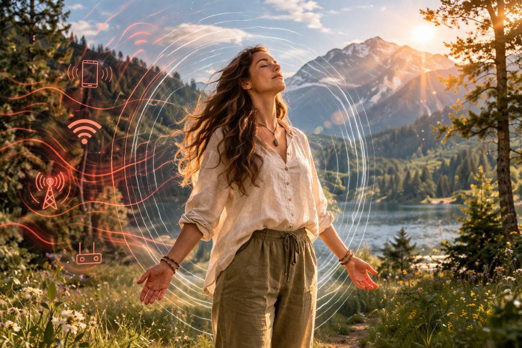 human energy imbalance standing in nature field