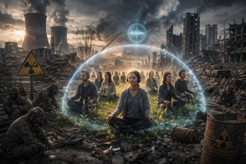 radiation detox sound session 1 people protected by frequency listening in radioactive environment